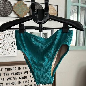 Kona Sol High-Waisted Turquoise Textured Swim Bottom